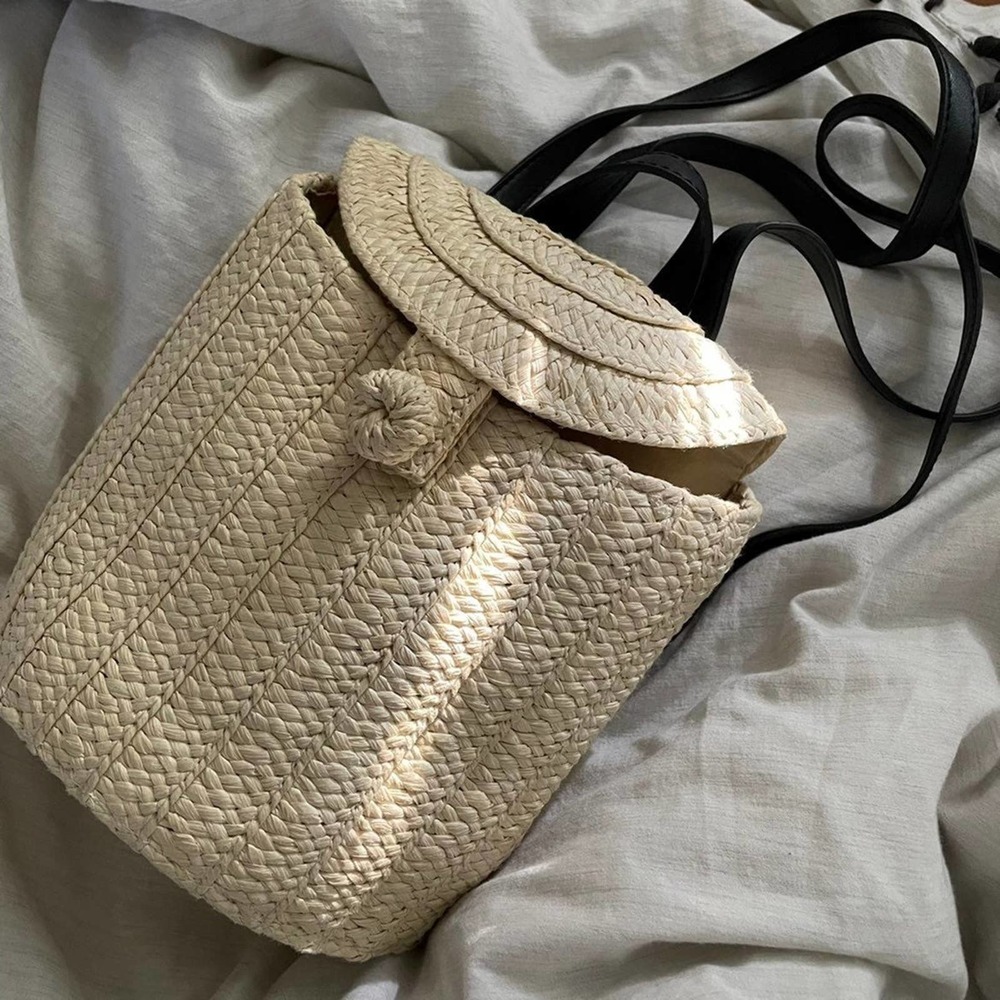 Woven style back pack purse